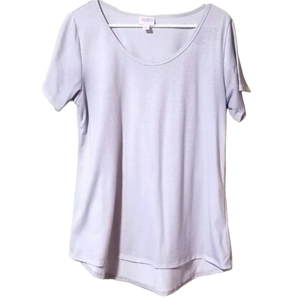LuLaRoe classic tee tunic high/low short sleeve scoop neck medium B&W polka-dot
